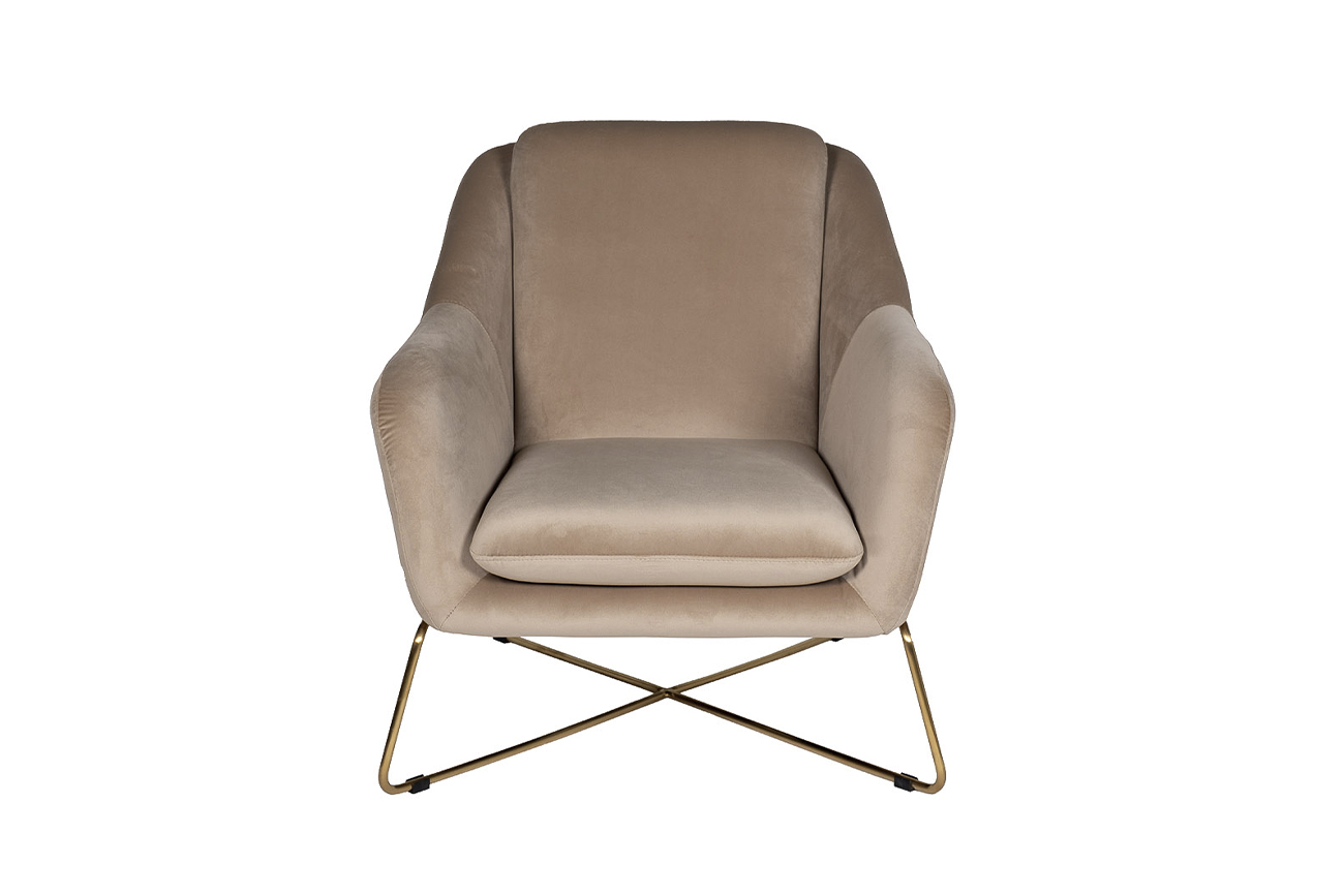 46AS-AR2976-BG Кресло велюр бежевый/мат.зол. 75*87*80см_s2 1