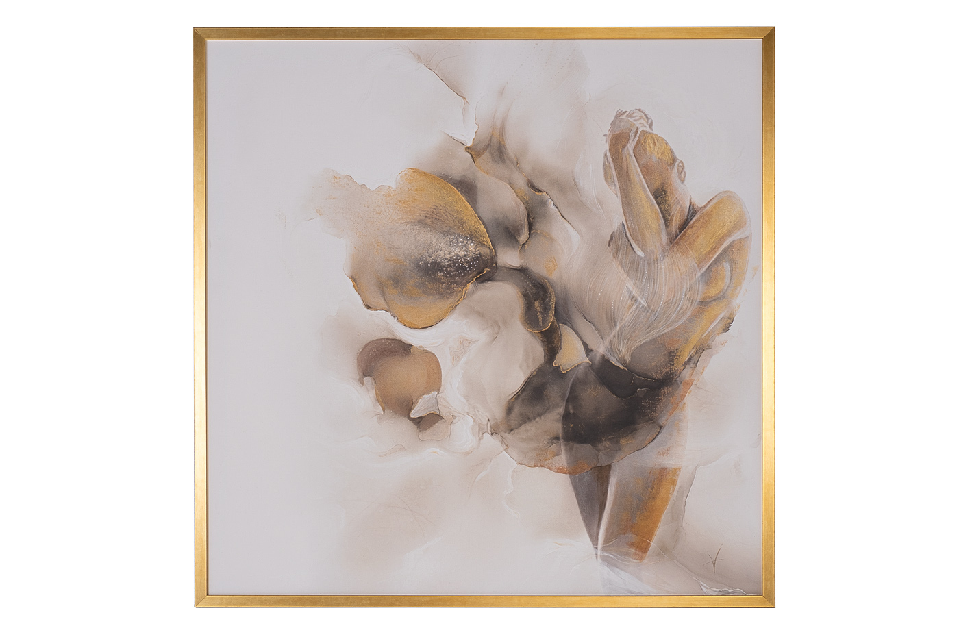 89VOR-AQUARELLE6 Холст «Песня поющего цветка»100*100см,багет зол_s2 1