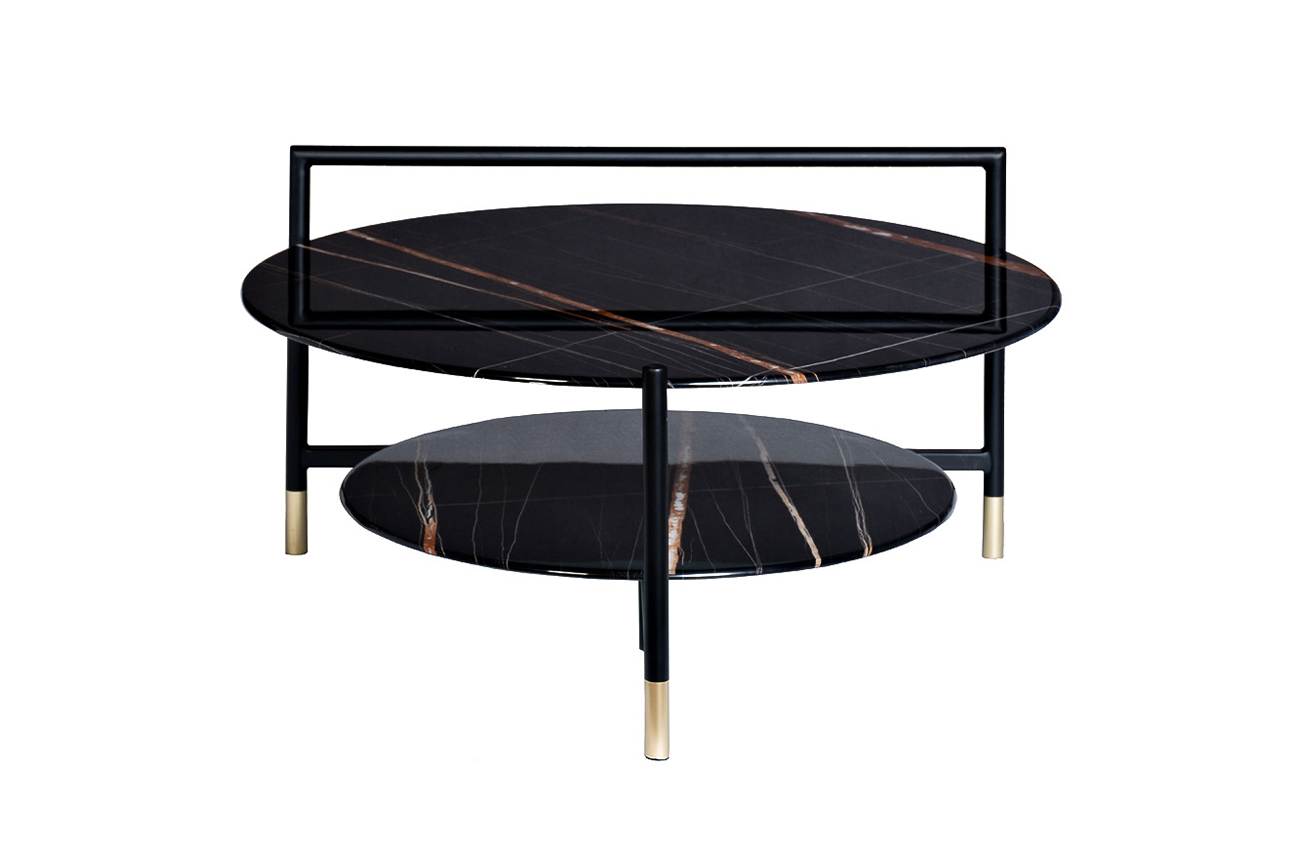 30B-872 BL Стол журнальный d80*45 с полкой, черный_s2 1