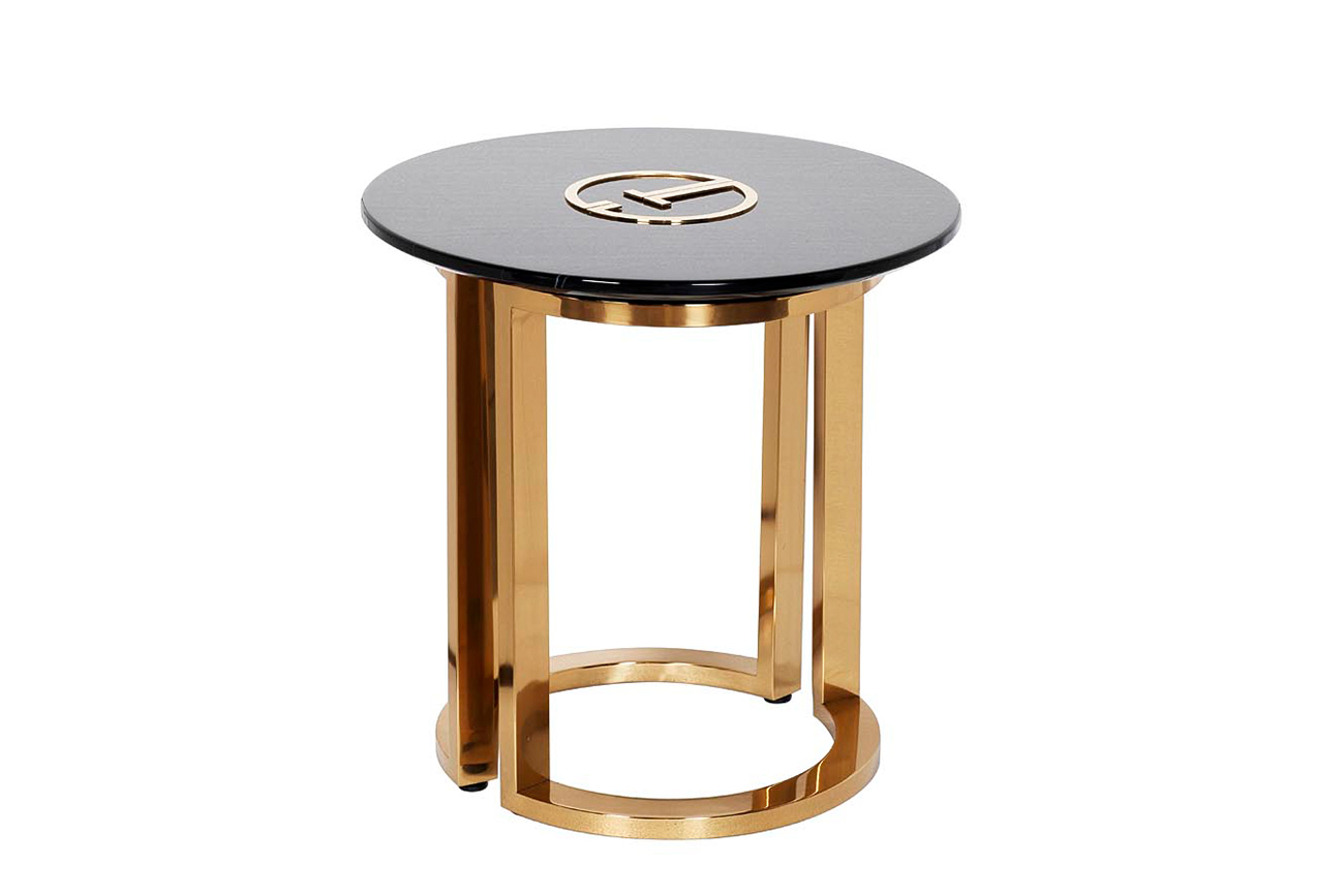 GD-ET002 Стол журнальный Д'Оро (D'Oro) Garda Decor черный мрам. d50*50см_s2 1