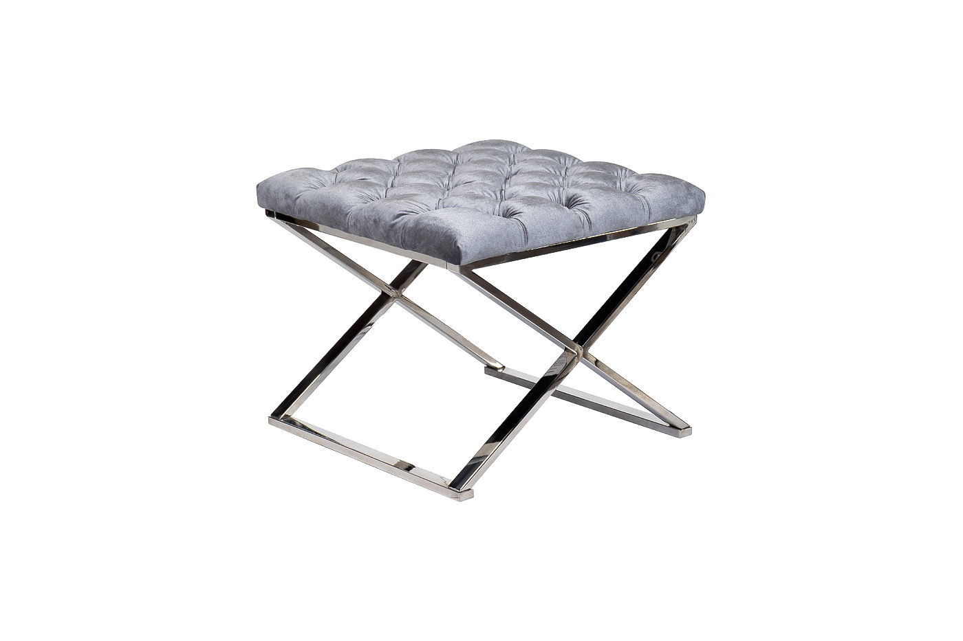 GY-BEN8008-GR Банкетка велюр серый/хром 52*52*45,5см_s2 2