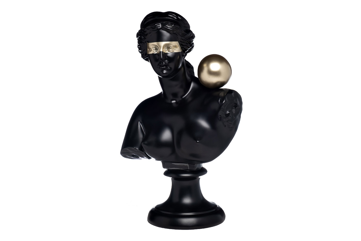 D3521 Статуэтка «Античный бюст» женский черн. 21*14*h.35см_s2 1