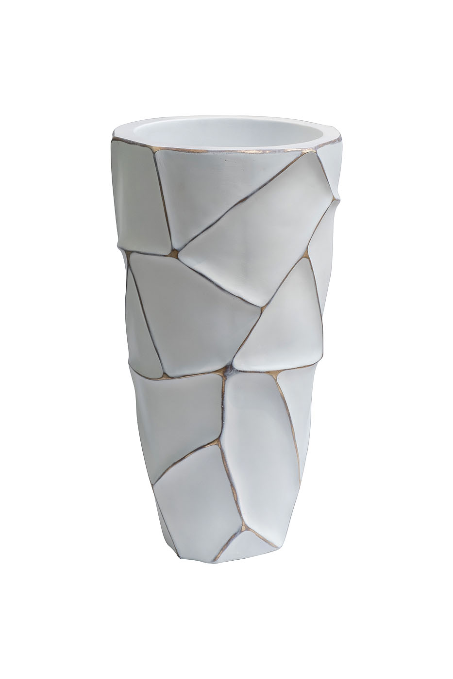 ZSC872-19WH-GL Кашпо d26*48см белое с золотом_s2 1