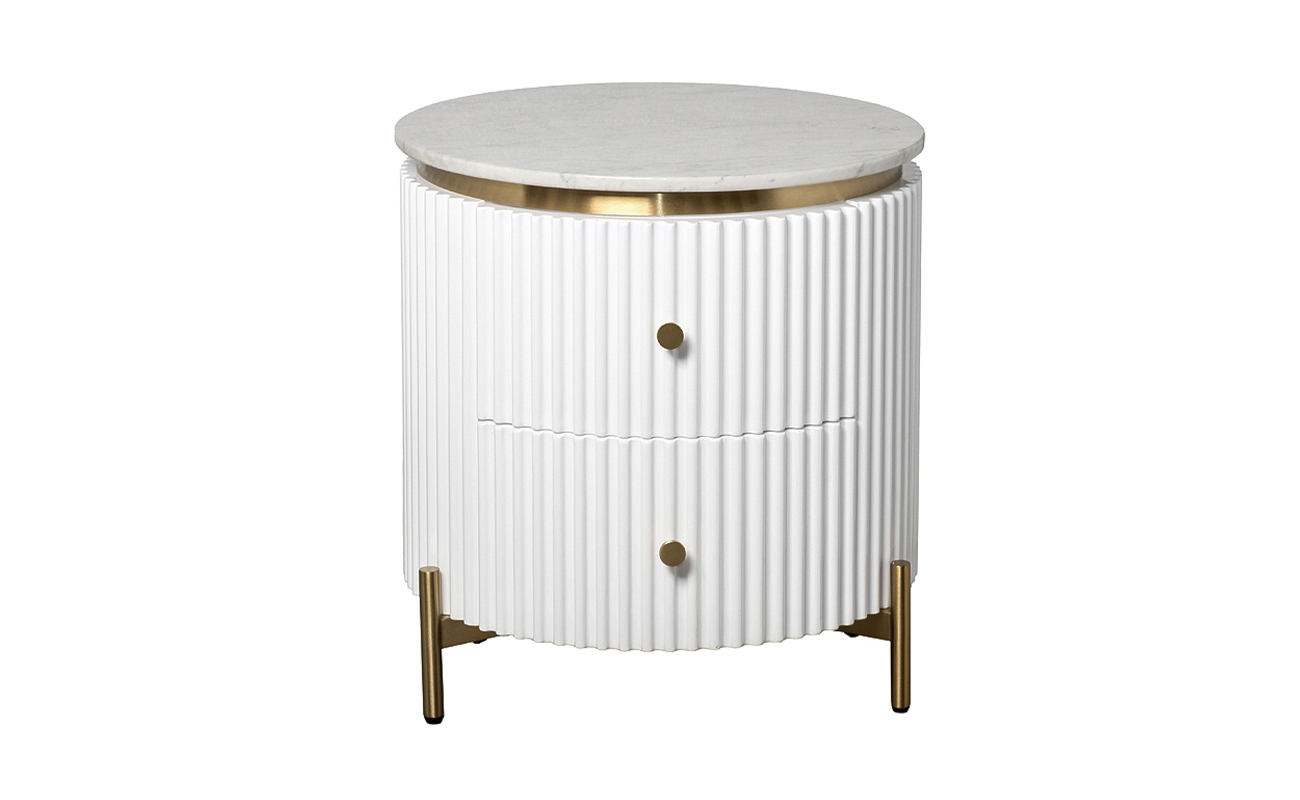77IP-GD009-TUMB/1 Тумбочка 2 ящика с мраморной столешницей d51*55см_s2 1