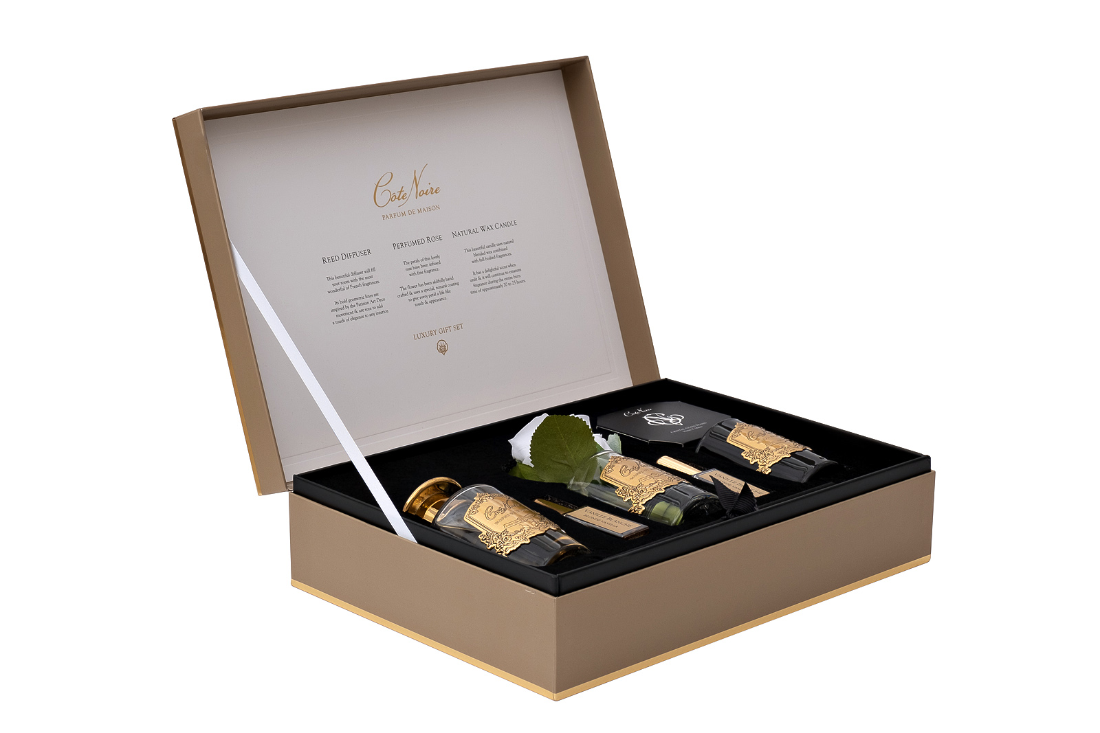 96CN-GP001 Набор подарочный Ваниль/Blonde vanilla - диффузор 90 мл, роза иск., спрей 2*5мл,свеча 75г_s2 1