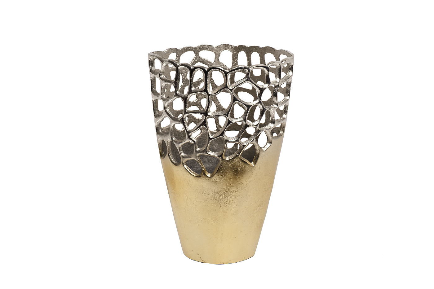 71PN-2191 Ваза металлическая «Соты» H31см золото/хром_s2 1