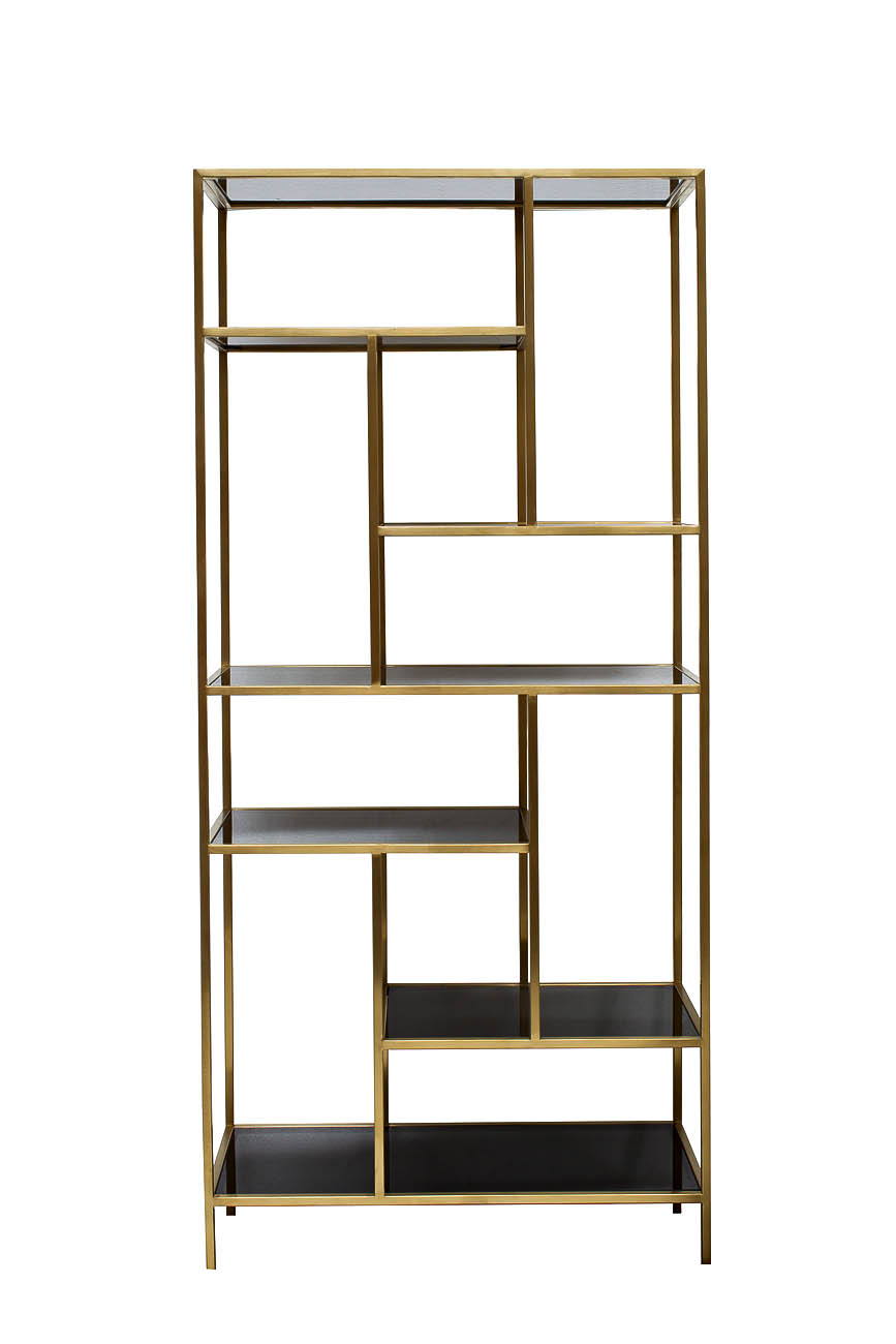 46AS-SH1452-GOLD Стеллаж  золотистый/темн.ст. 80*35*180см_s2 1