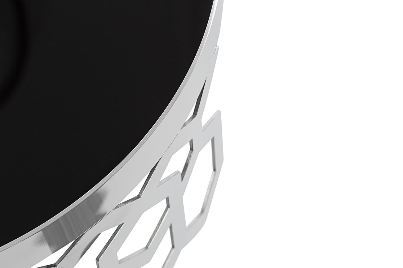 13RXET8011-SILVER Стол журнальный черн.стекло/серебро d50*50см_s2 2