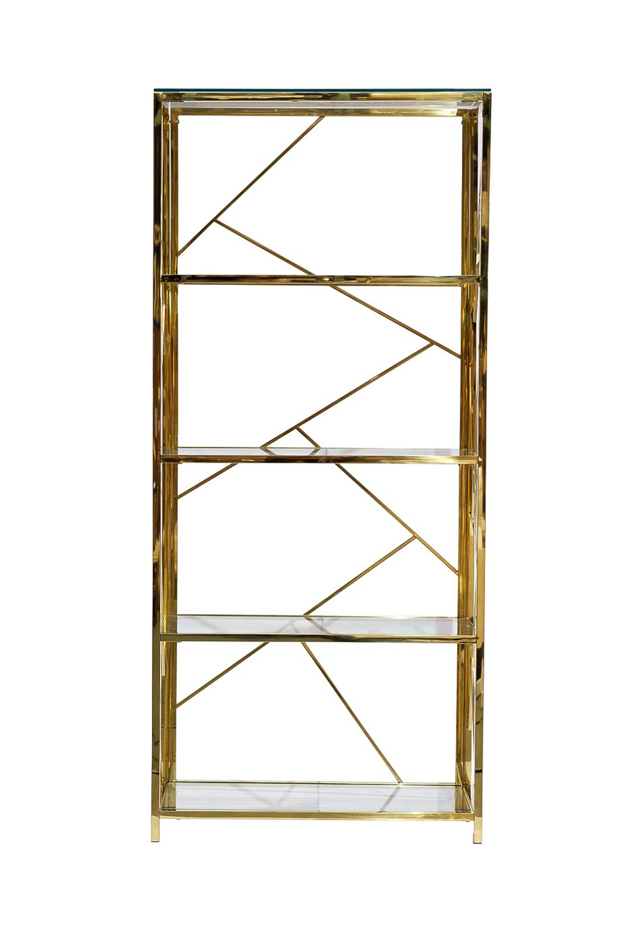 GY-SH8711GOLD Стеллаж стекло прозр/золото 80*35*180см_s2 1