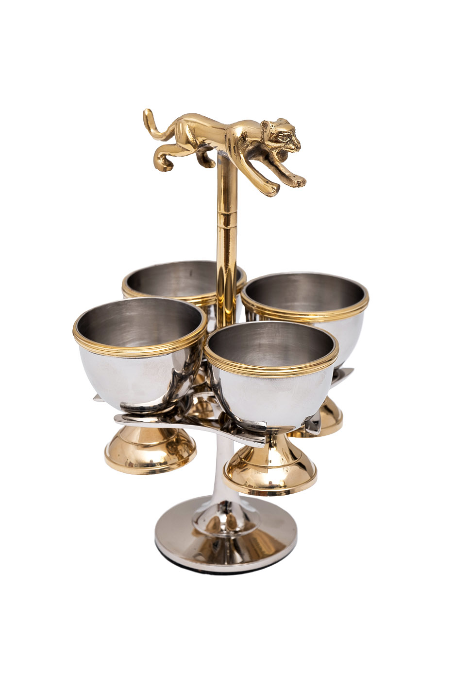 95IM-16533 Подставка для яиц «Леопард» латунь цвет хром d11*18см_s2 1