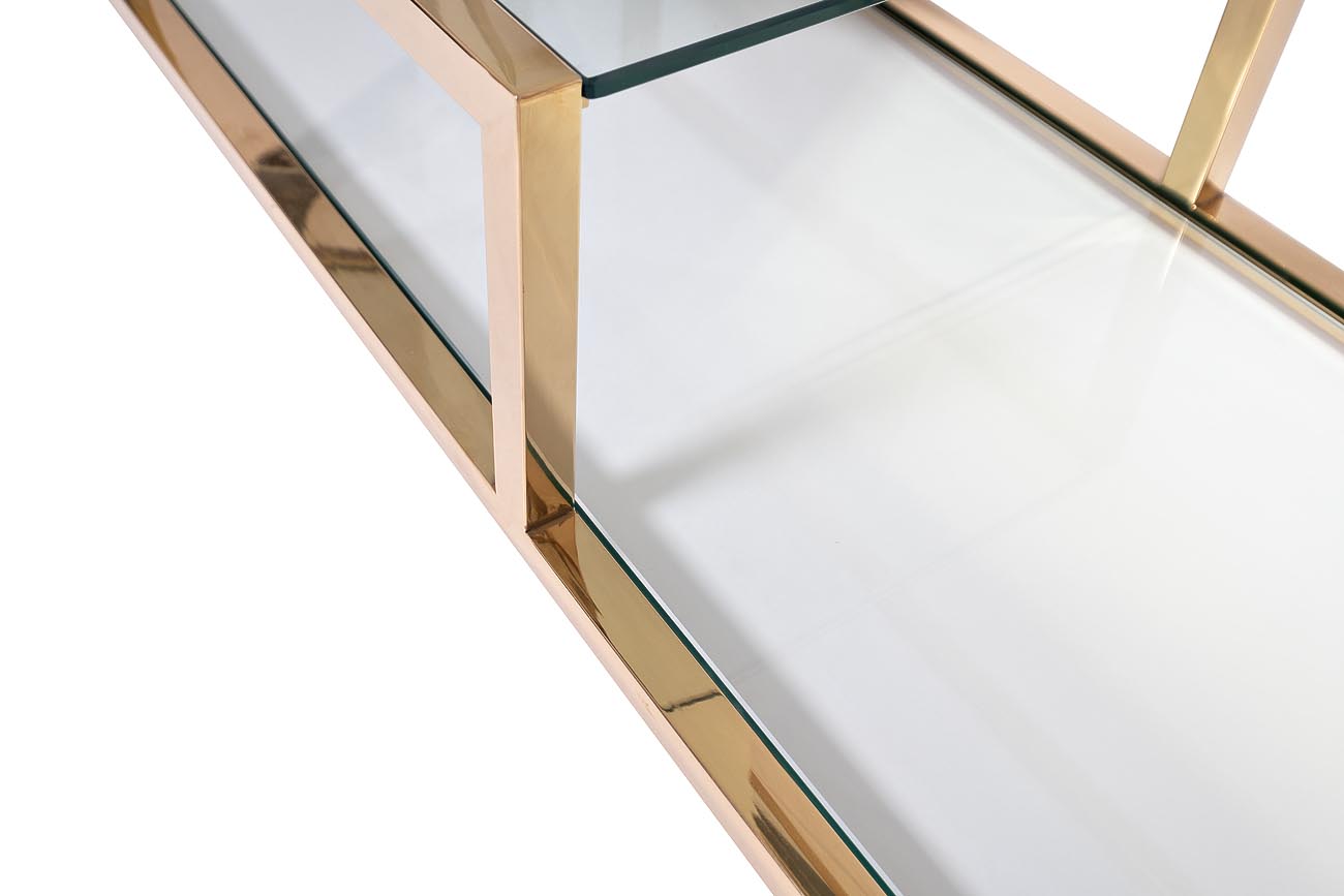 GY-SH8005GOLD  Стеллаж стекло прозр./золото 140*38*180 см_s2 3