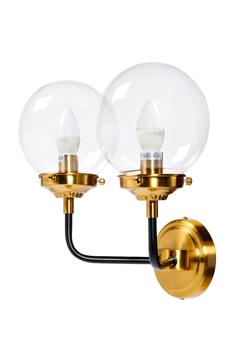 K2KG0521W-2 Бра Simple M латунь, стекло прозр. 32*23*h32 см_s2 2