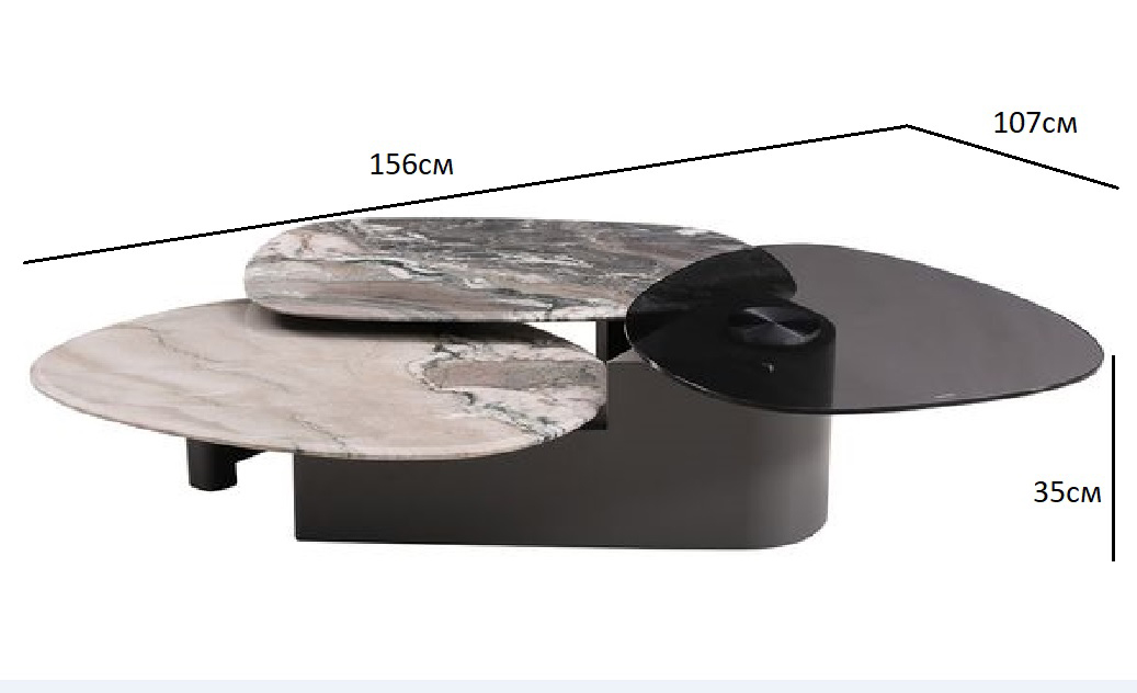 57EL-99100 Стол журнальный стекло+мрамор белый 156*107*35см_s2 4