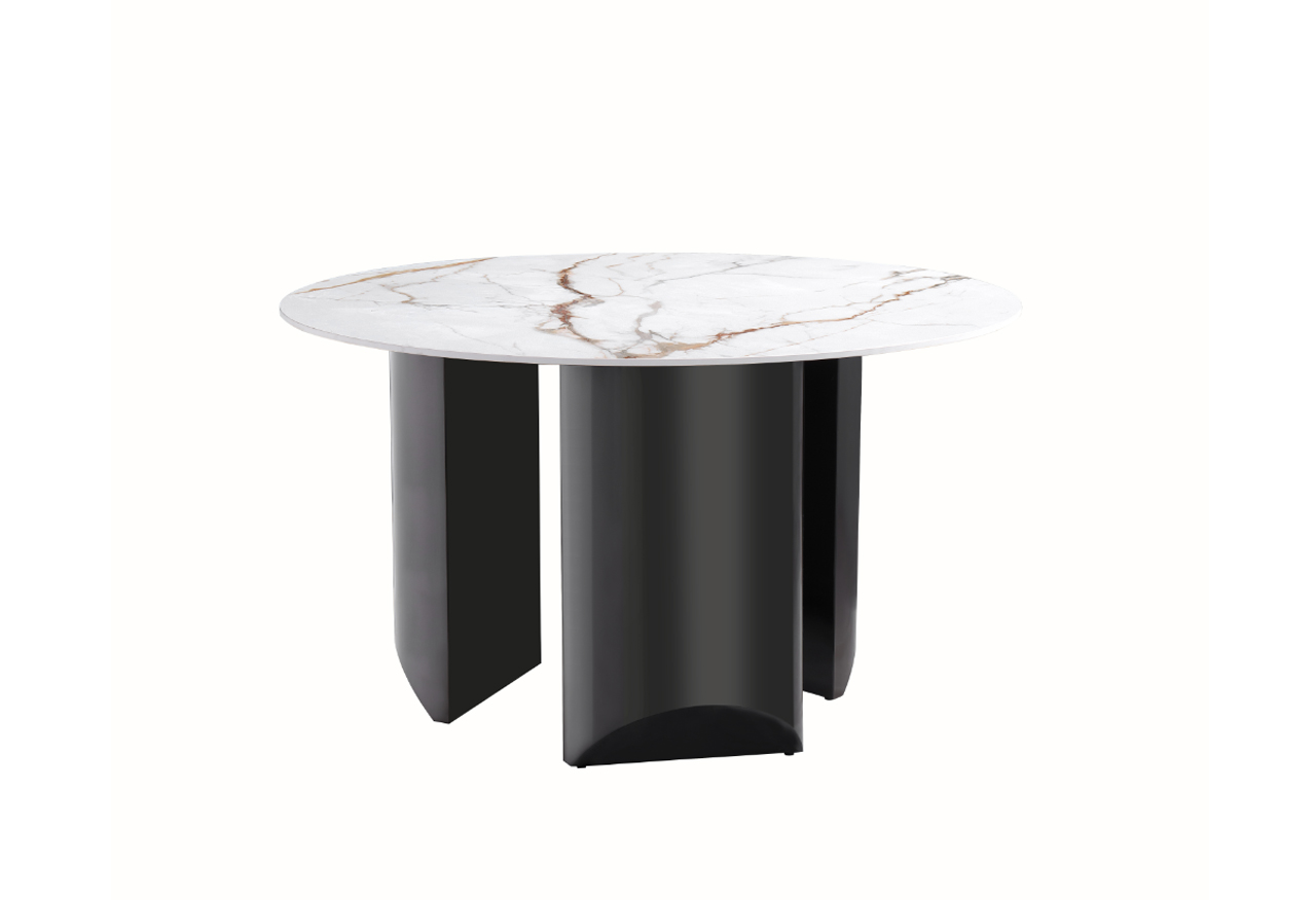 76AR-83800 Стол обеденный иск.камень белый d130*75см_s2 2