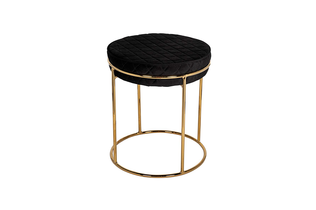 GY-BEN8178GOLD-BL Банкетка велюр черный/золото d38*45см_s2 1