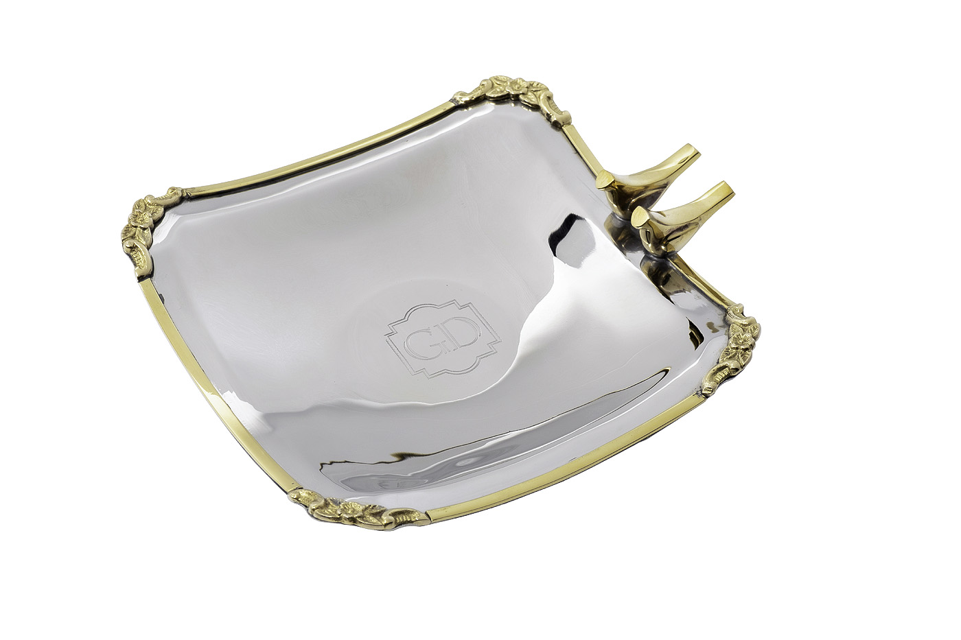 95IM-0072 Блюдо квадратное на ножках «Птицы (Birds)» нерж.сталь 17*17*5см_s2 1