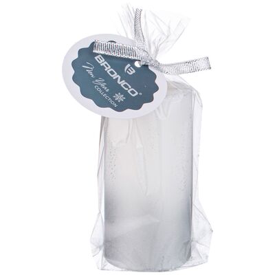 315-328 Свеча столбик d5*10 см белая с серебром_s2 2