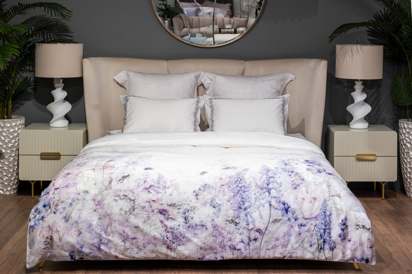 130HB-00711 Комплект наволочек сатин вышивка Фиори,сиренево-белый, 50*70см (2шт)_s2 5