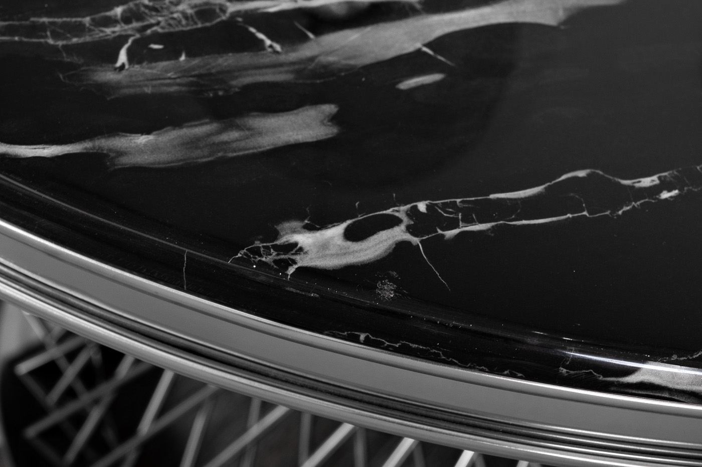 76AR-805STOL/OB-CH Стол обед иск.мрам Черная Аликанто (Nero Alicanto)/хром d120*75_s2 2