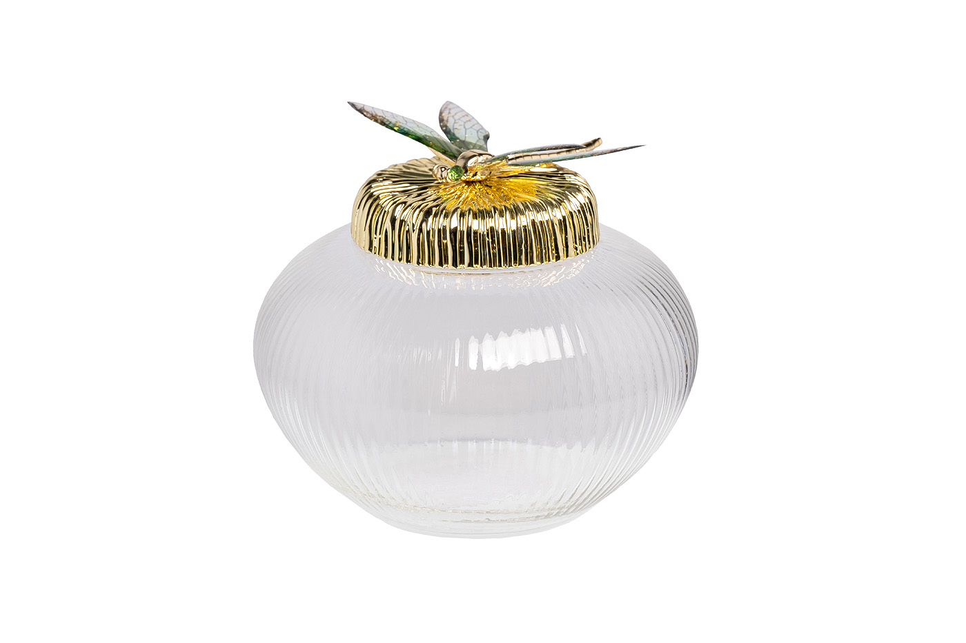 55RD6259S Ваза стеклянная с крышкой со стрекозой d15*14см_s2 1