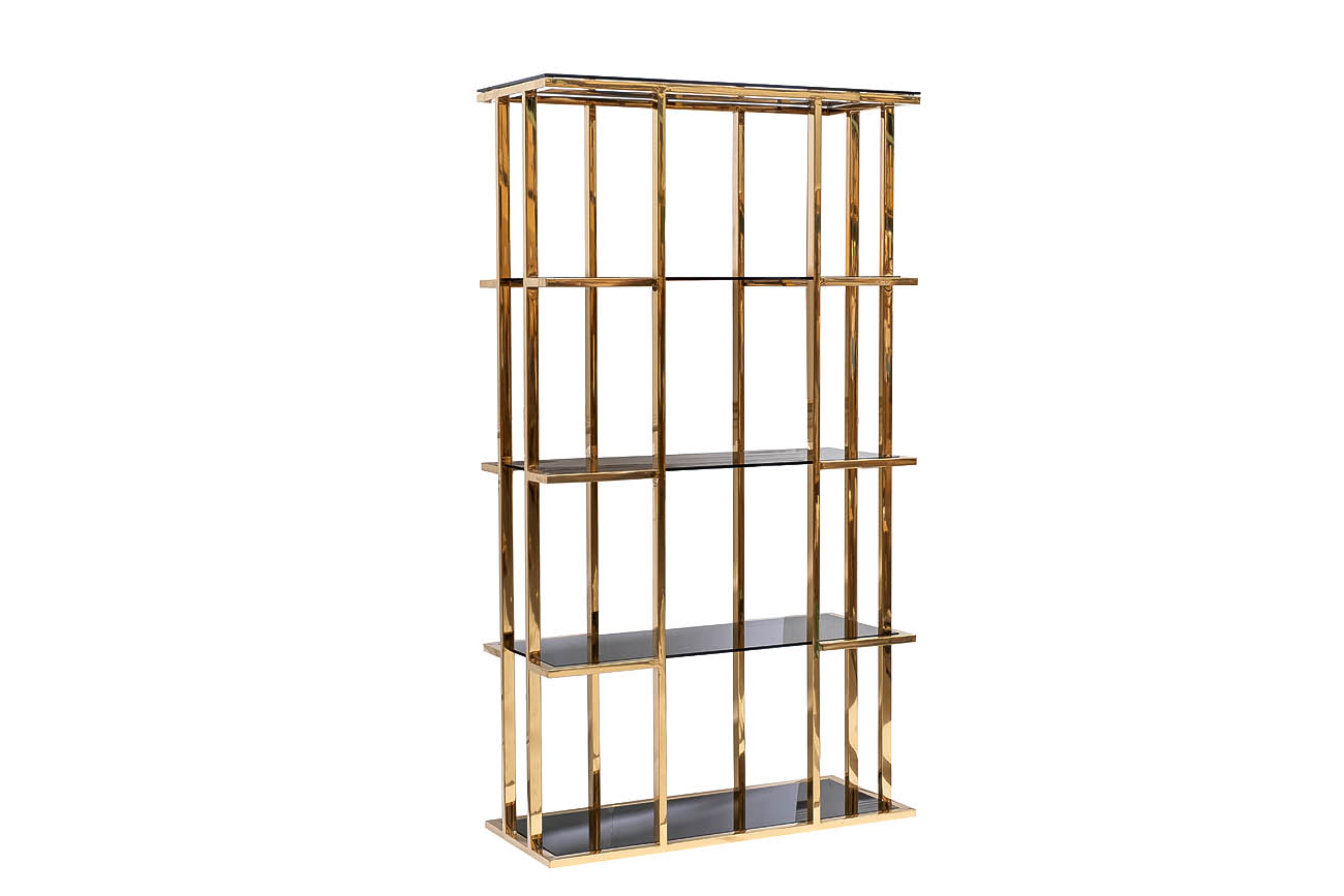 46AS-SH1537-GOLD Стеллаж золотистый/темн.ст. 100*40*180см_s2 2