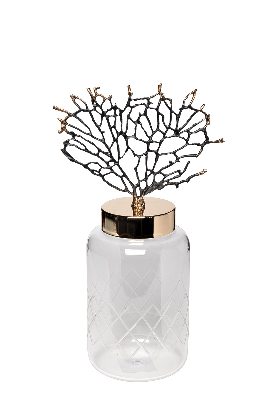 55RD4382M Ваза стеклянная с крышкой «Ветви» 22*14*40см_s2 1