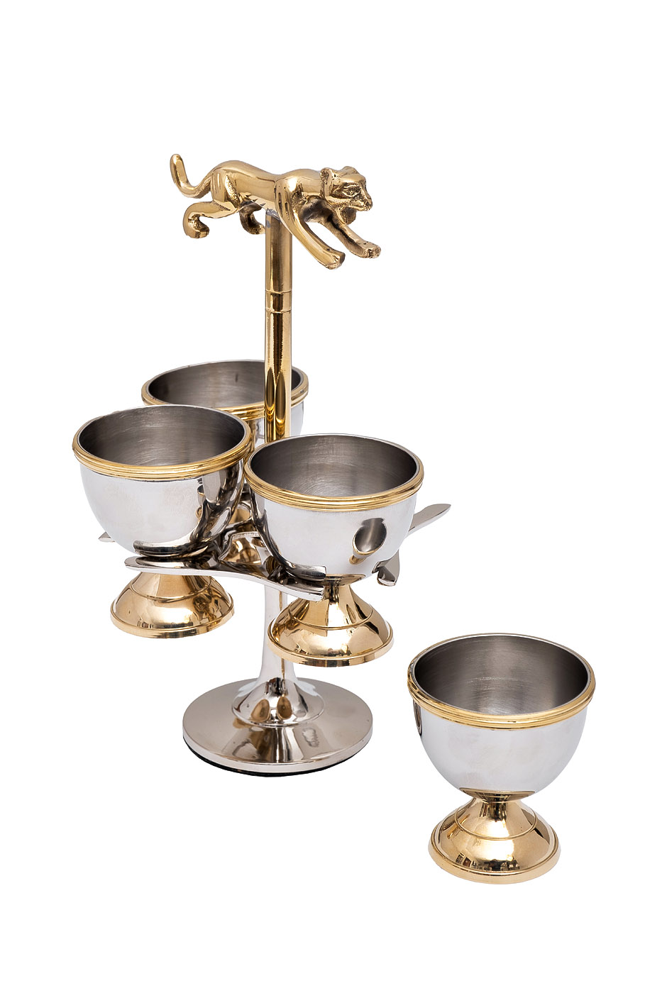 95IM-16533 Подставка для яиц «Леопард» латунь цвет хром d11*18см_s2 2