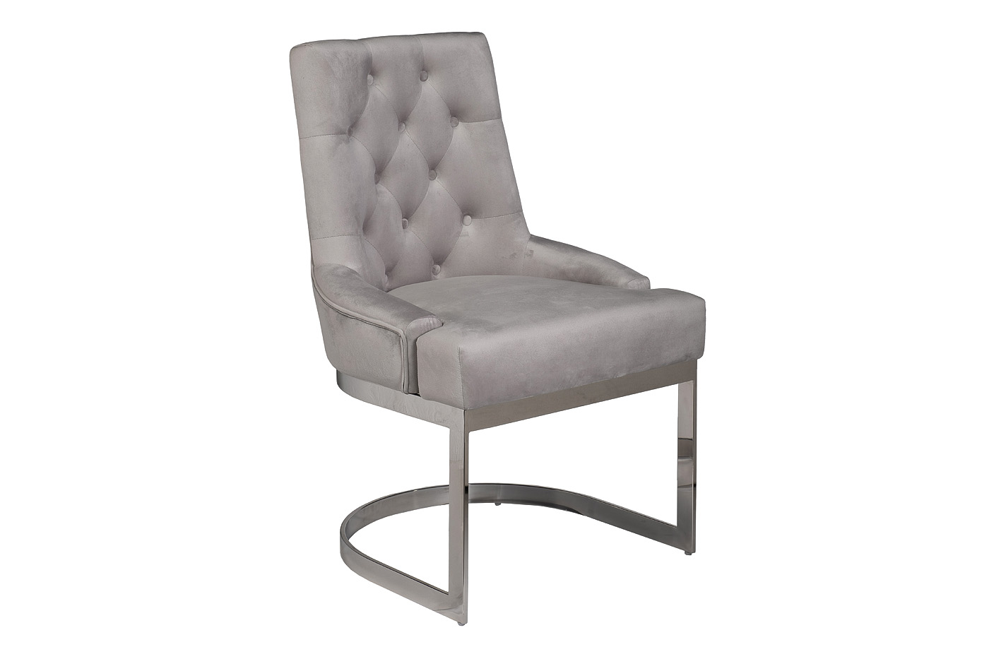 76AR-62105 Стул велюр светло-серый/хром 65*61*93см_s2 2