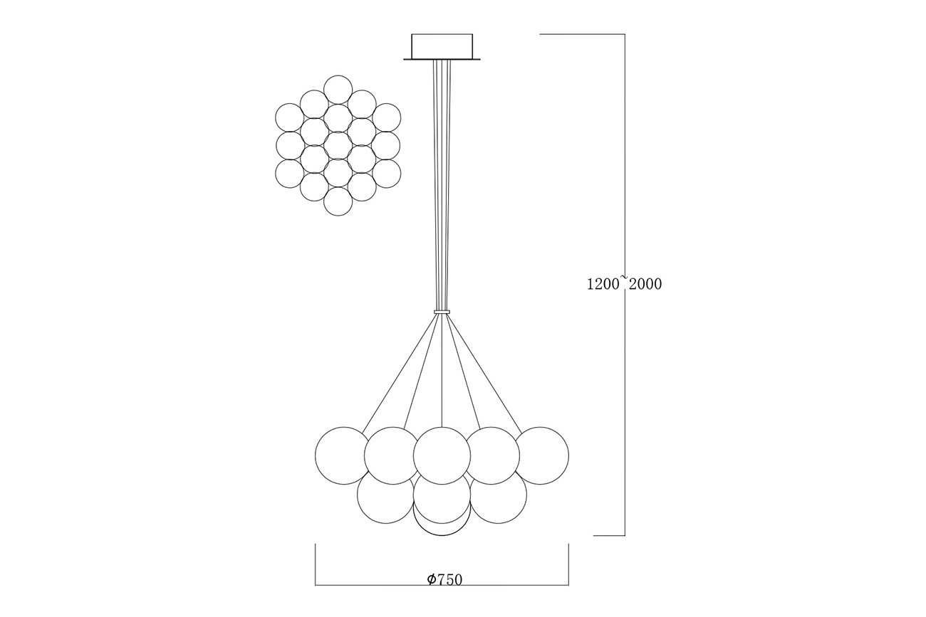 162FL-61919 Светильник подвесной Шары (Globo) d.70см, металл цвет золото_s2 3