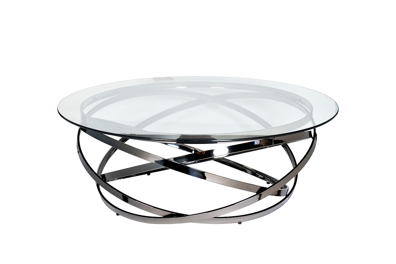 GY-CT8402BL Стол журнальный стекло прозр/темн.хром d120*40см_s2 1