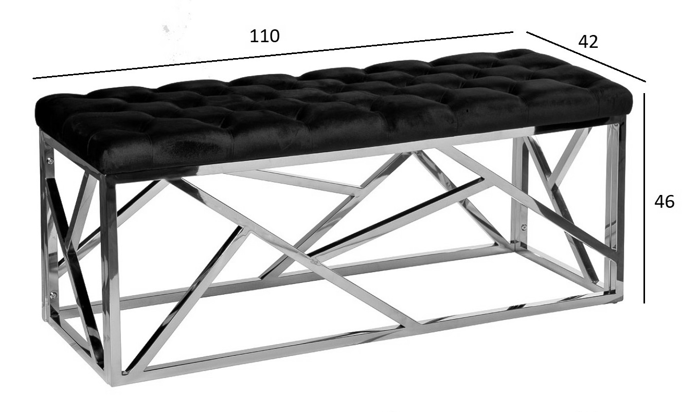 76AR-7160BAN-CHERN Банкетка велюр черный/золото 110*42*46см_s2 5