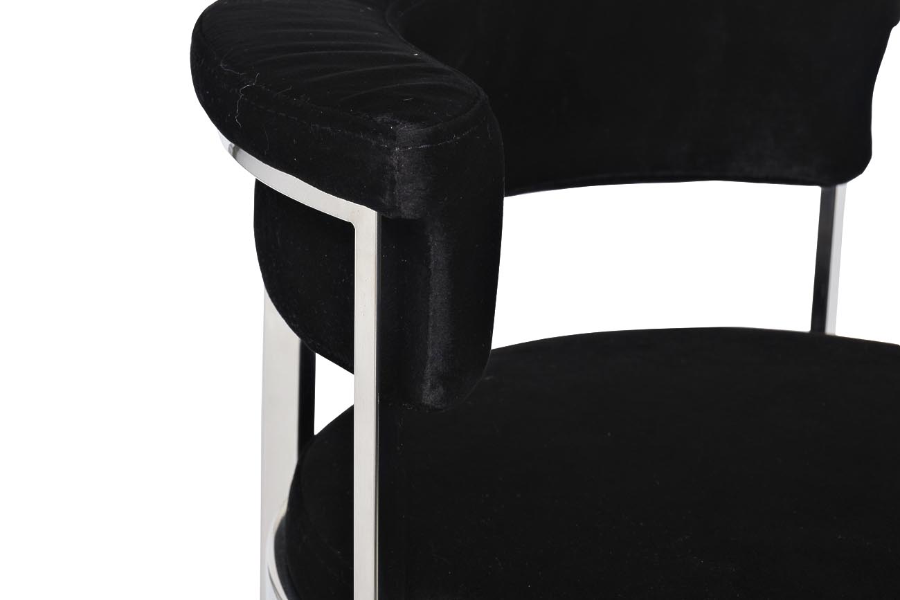 GY-B8216-BL Стул барный, велюр черный/хром  49*55*85см_s2 4