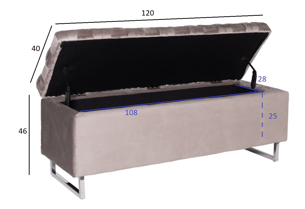 N-BANK-195-S BEG Банкетка велюр серо-беж. 120*40*46см для хранения_s2 4