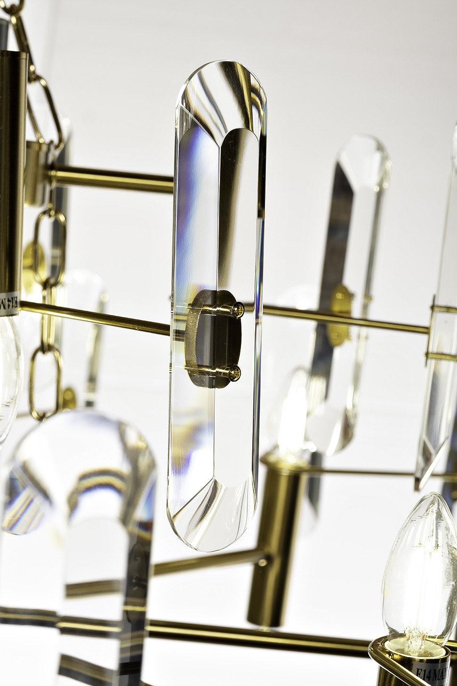 92EL-YG60400-8+4P Люстра потолочная латунь, стекло прозр. d80 h.100см_s2 2