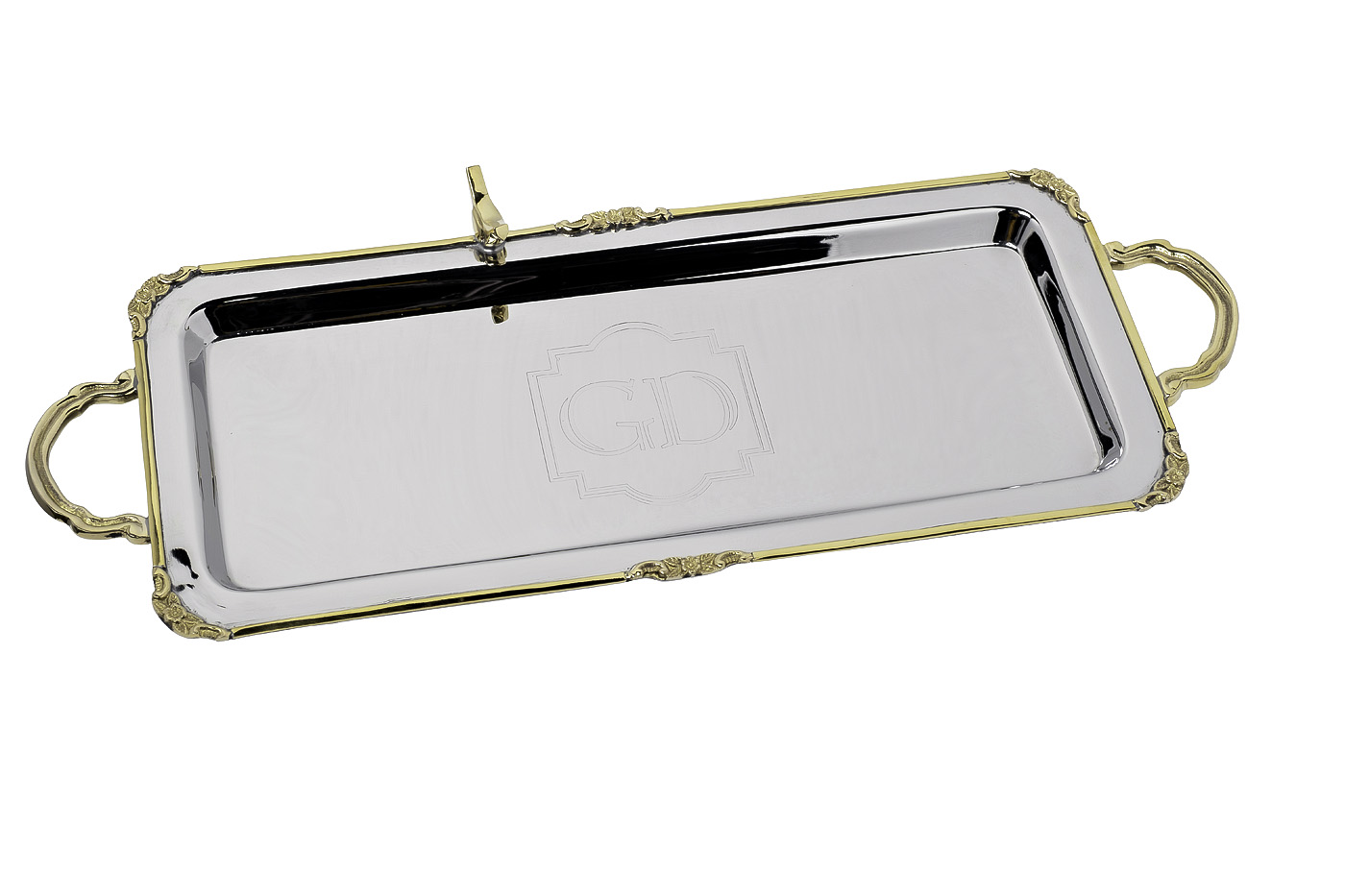 95IM-0084 Поднос прямоуг. с ручками «Birds» нерж.сталь 42*19*5см_s2 1