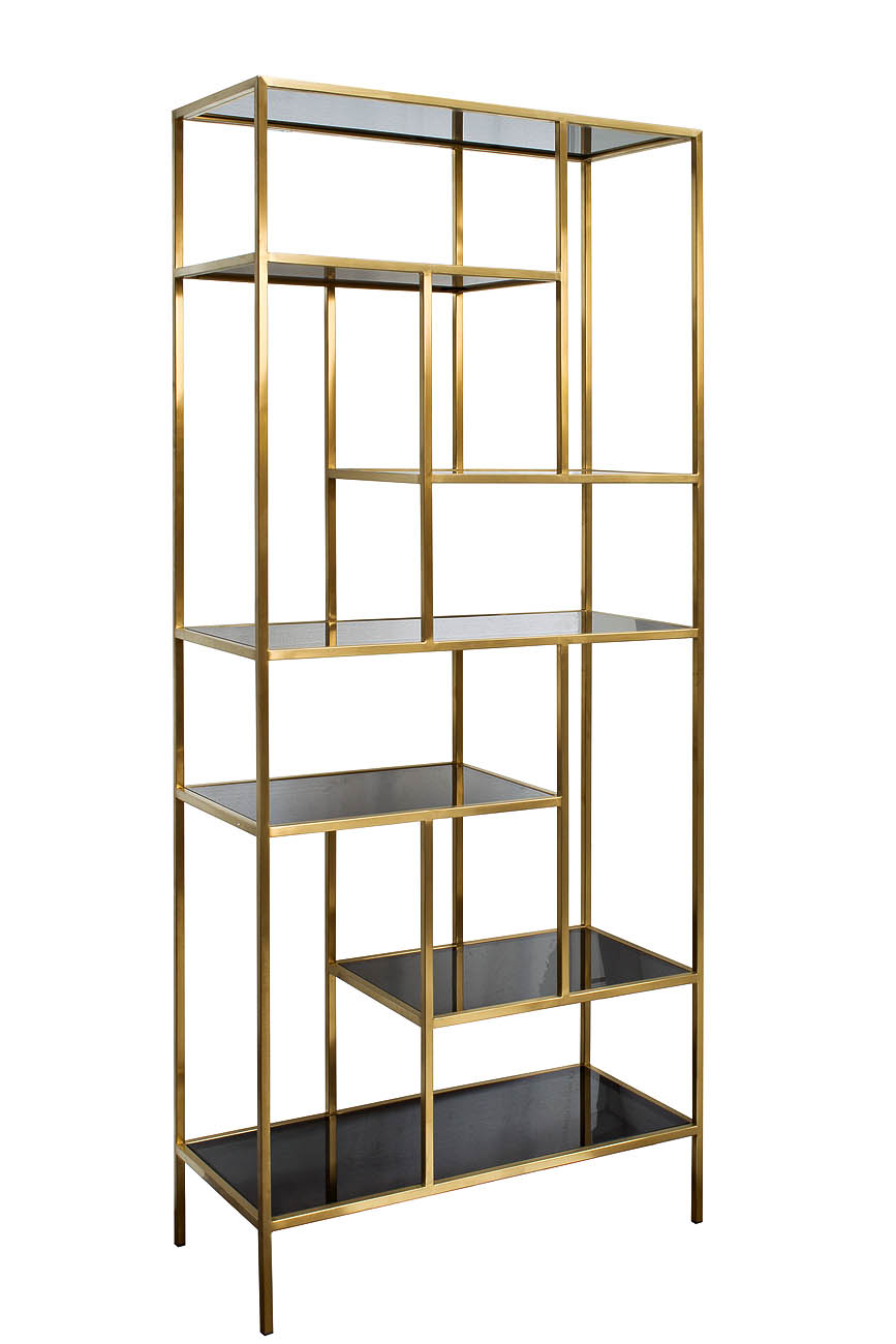 46AS-SH1452-GOLD Стеллаж  золотистый/темн.ст. 80*35*180см_s2 2