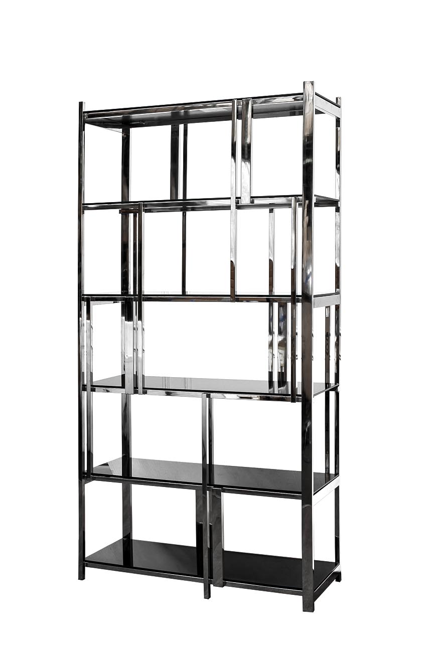 13RXSH3052-SILVER Стеллаж стекло черн./серебро 100*38*200см_s2 2