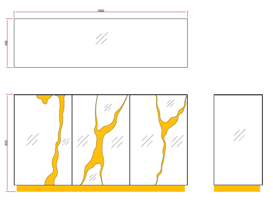 KFG195 Комод зеркальный c золотым декором 160х45х90см_s2 7