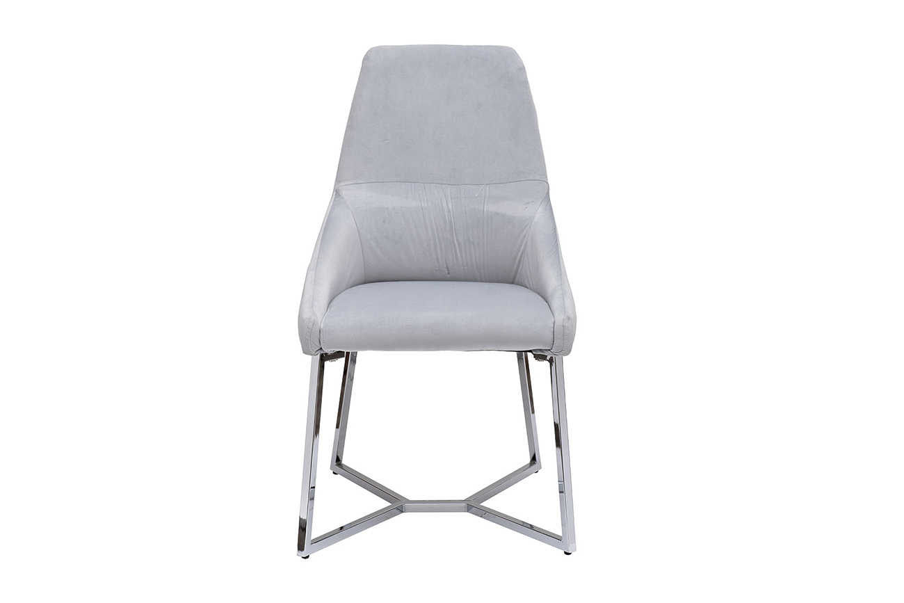 30C-1185 SER Стул велюр светло-серый 55*62*94см, ножки хром_s2 1