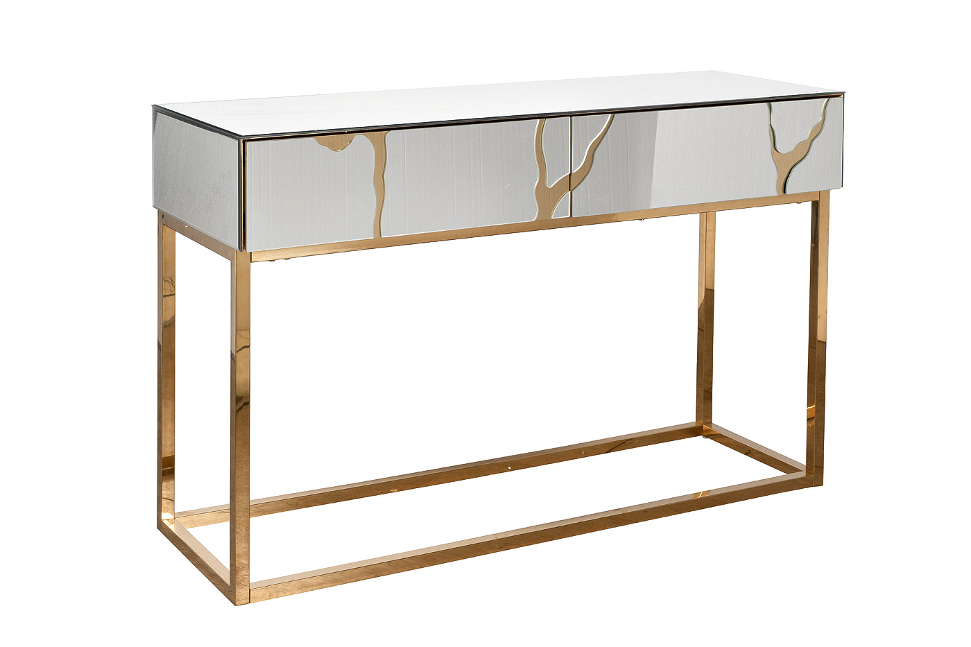 KFG197 Консоль зеркальная c золотым декором 120*42*79см_s2 2