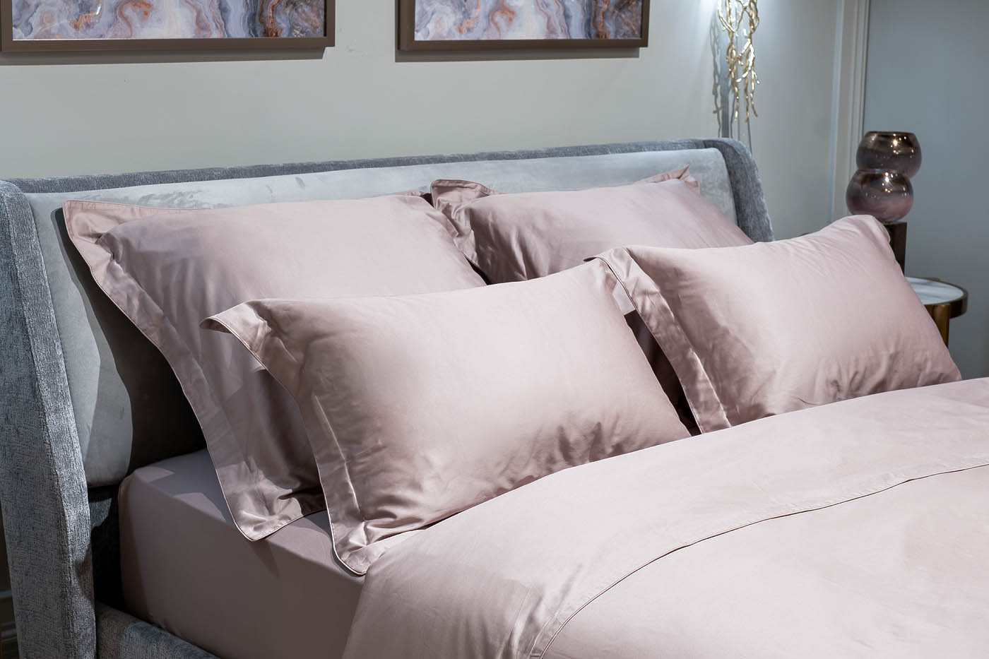 130HB- PC7070-NAV ROS Комплект наволочек сатин пудреная роза 70*70(2шт)_s2 2