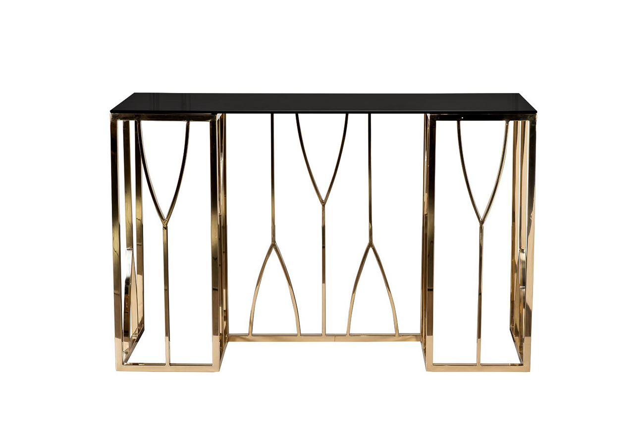 13RXC3102-GOLD Консоль стекло черн./золото 120*40*78см_s2 1