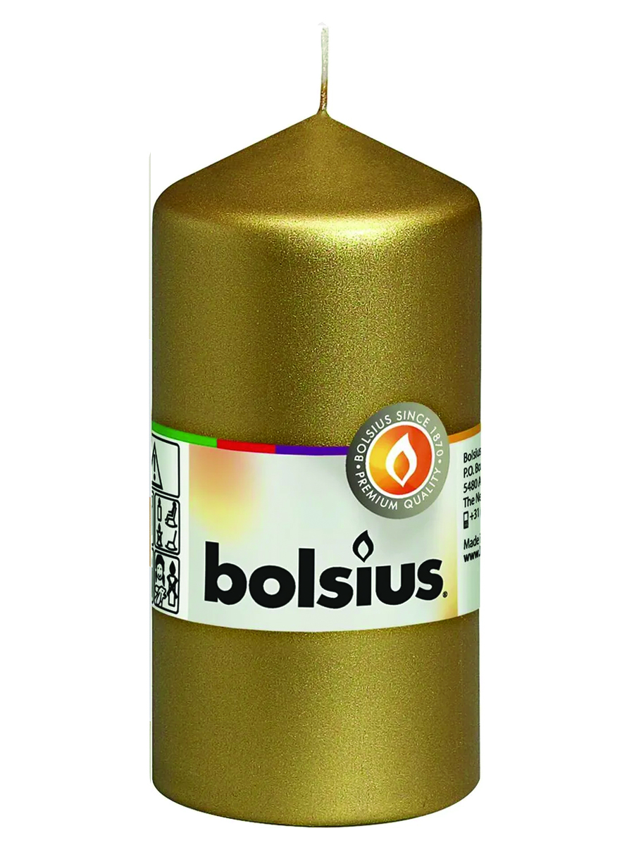 Свеча декор.«столбик» золотая 120х58 мм._s2 1