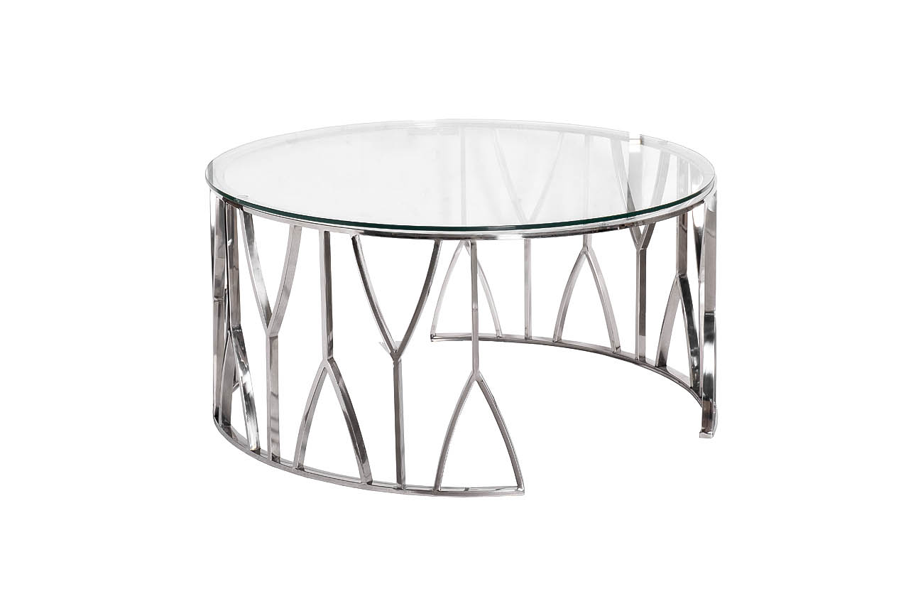 13RXCT3104-SILVER Стол журнальный стекло прозр./серебро d90*45см_s2 1