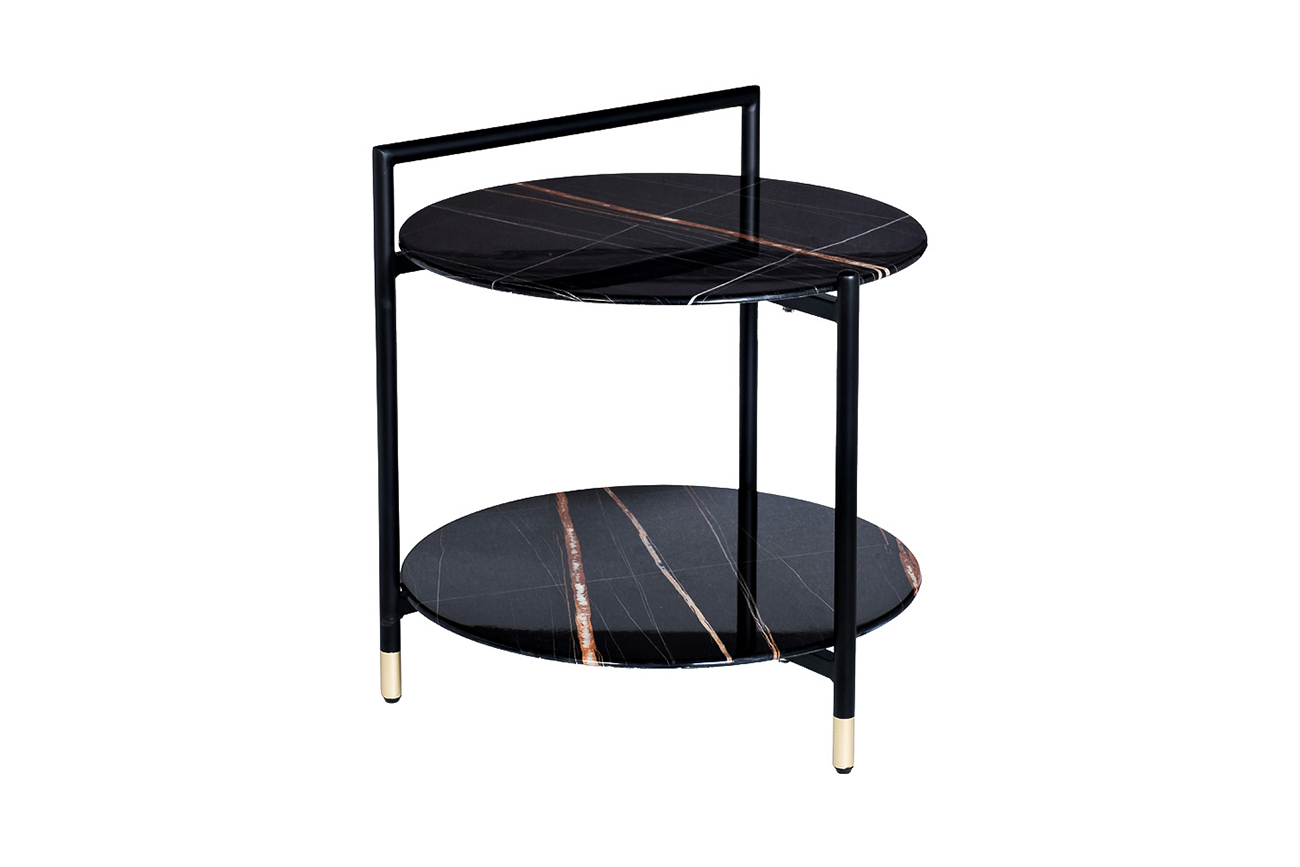 30B-871 BL Стол журнальный d55*60cм с полкой, черный_s2 2