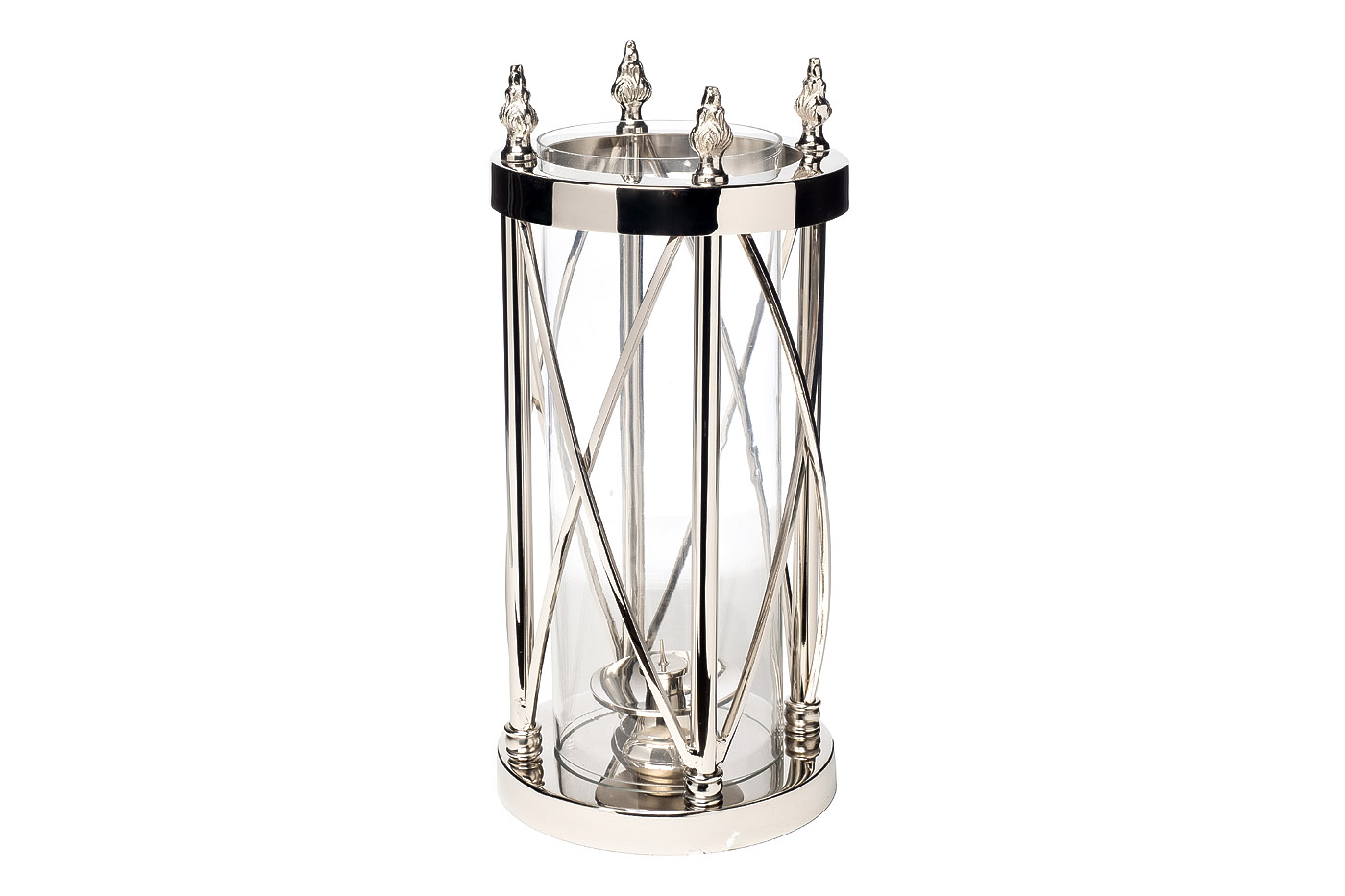 95IM-3656L Подсвечник «Decadence L» нерж. сталь/стекло d17*38см_s2 1