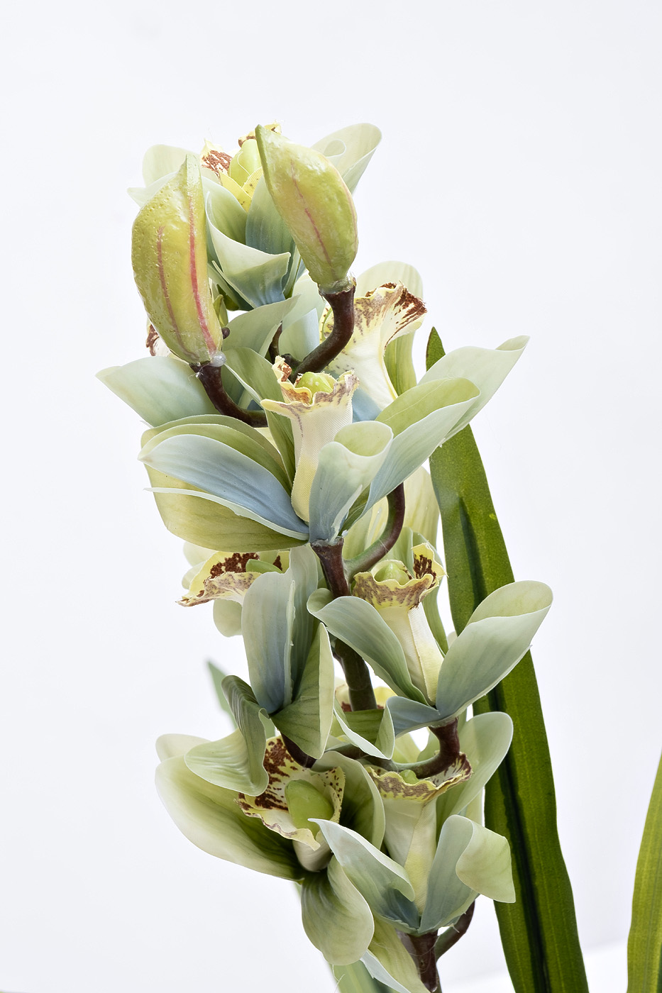 29BJ-911-33 Орхидея Цимбидиум (Cymbidium) искусств. лаймовая в горшке h110 см_s2 2