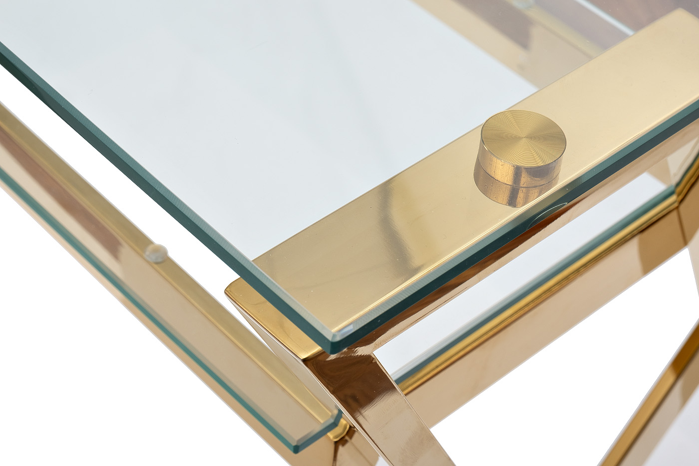 910 Стол письменный стекло прозр/золото 120*60*78см_s2 3