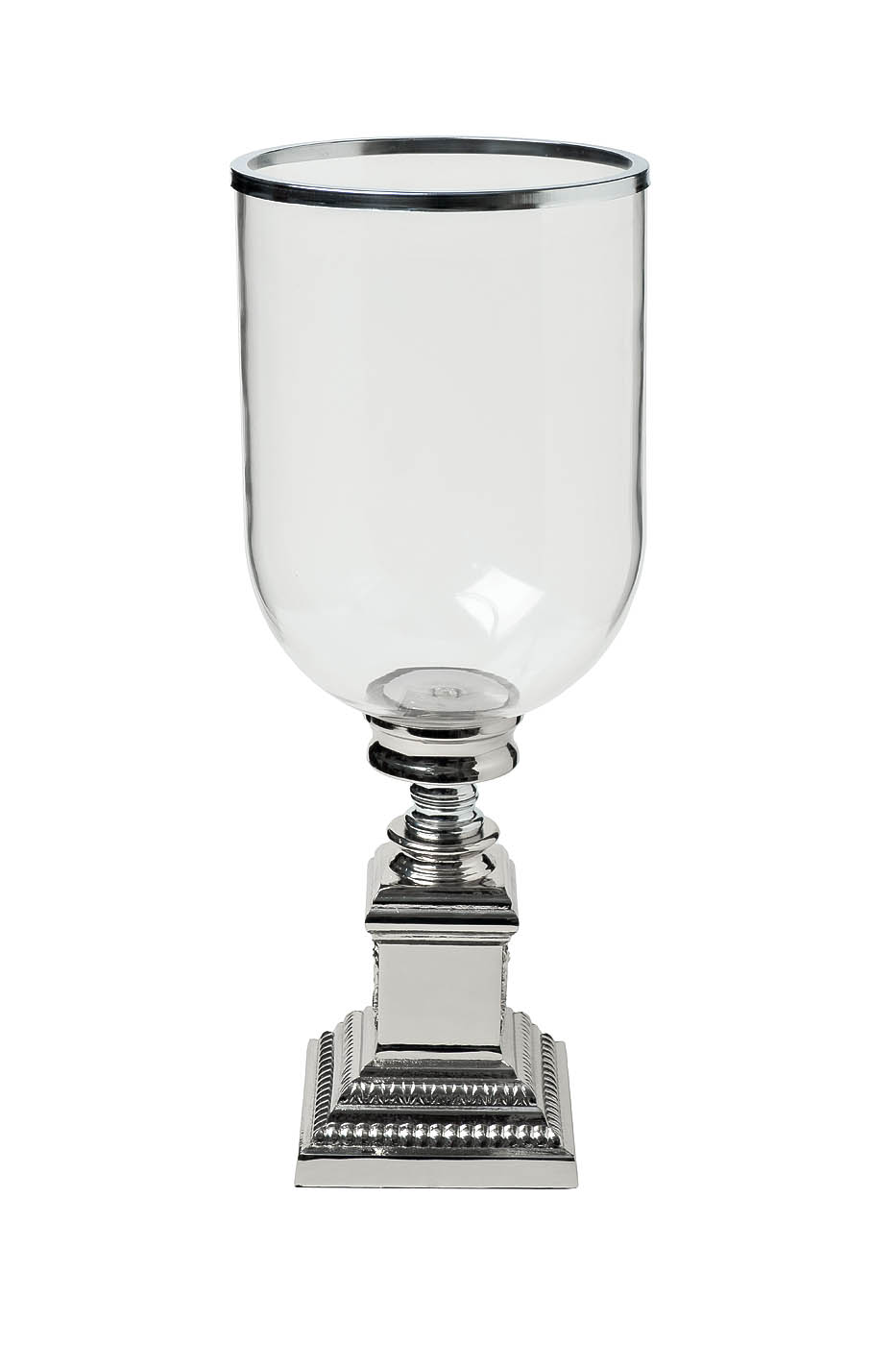 2K38906-MS Ваза-подсвечник стеклянная с метал.основанием 18х18х47см_s2 1