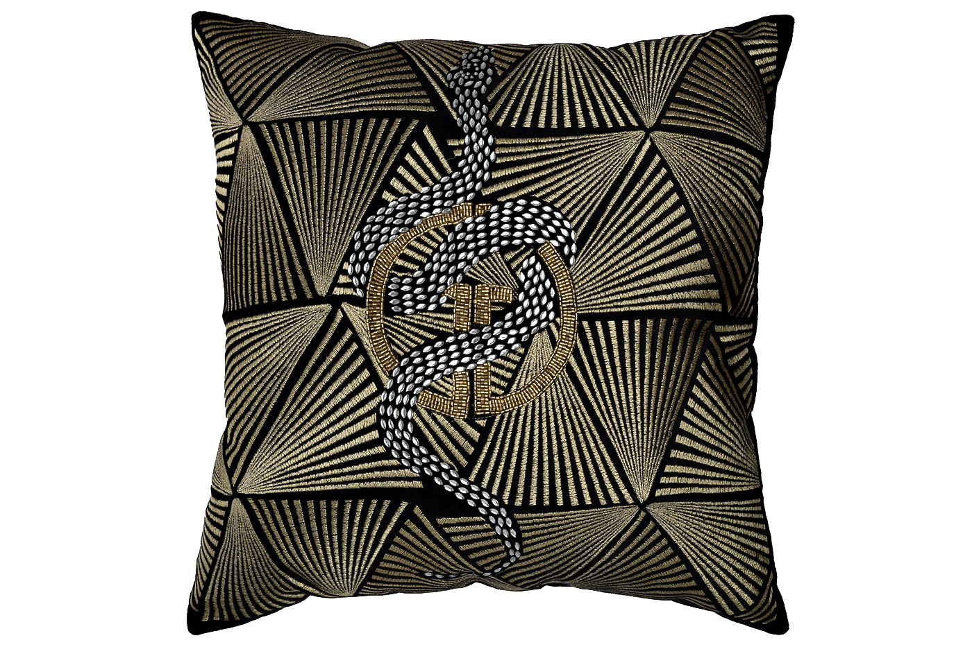 70SW-38057 Подушка с бисером, стеклярусом и вышивкой «Антик» черный 45*45_s2 1